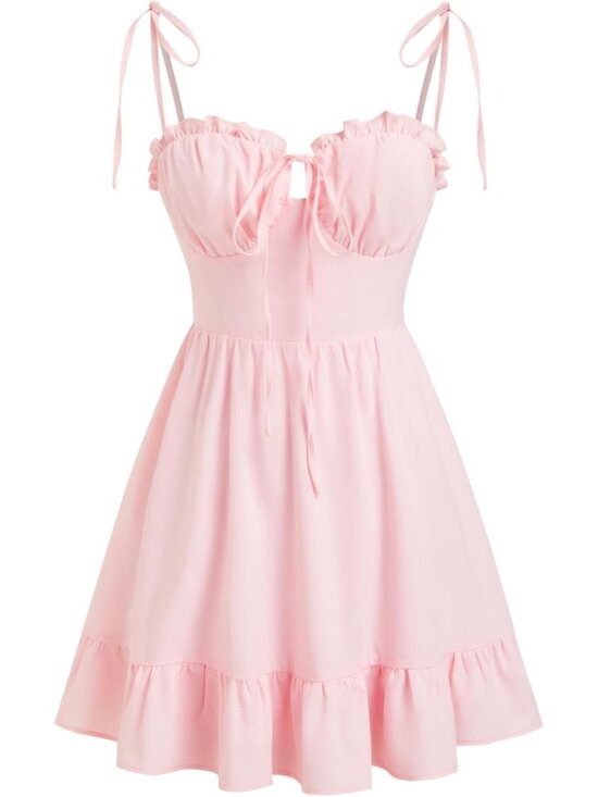 Dresses & Skirts - Women's Light Pink Summer Mini Sundresses Spaghetti Strap Cute Vacation Dresses
